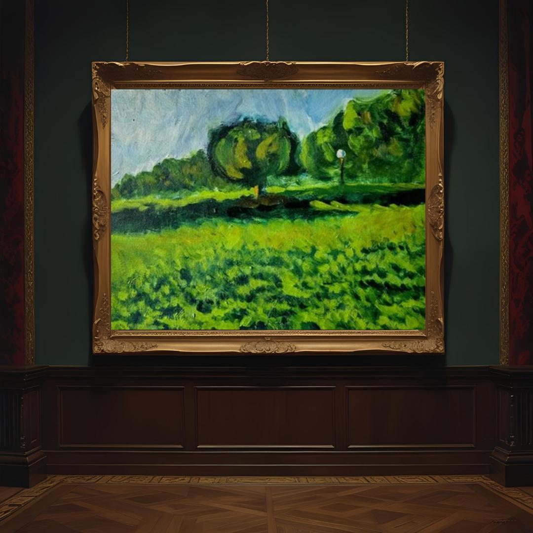 27×34㎝「公園」油彩・原画・F5 ・フレーム無し