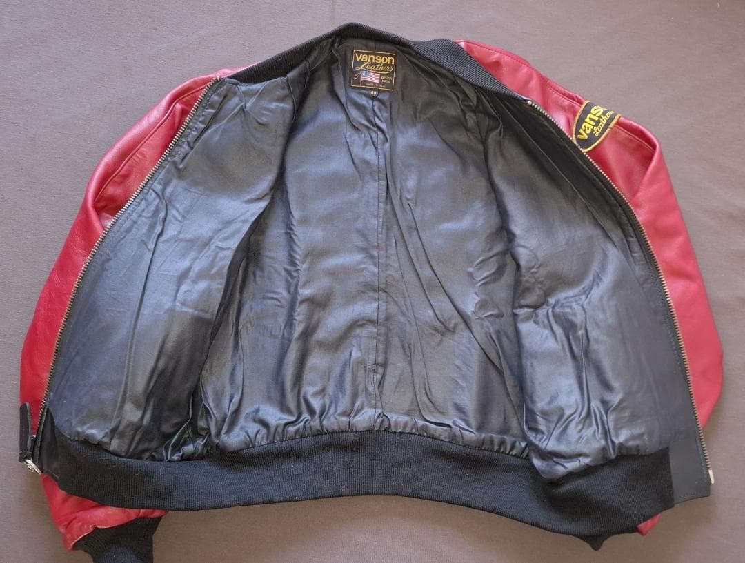 VANSON チームジャケット 赤黒レザージャケット【年代物・古着】