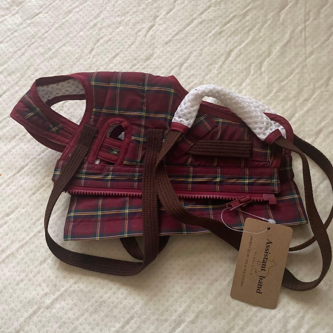【新品　未使用】アシスタントバンド バーガンディ チェック柄