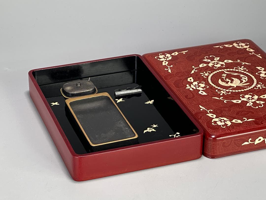 書道具　文房具　硯箱　東雲作　螺鈿　水滴　硯