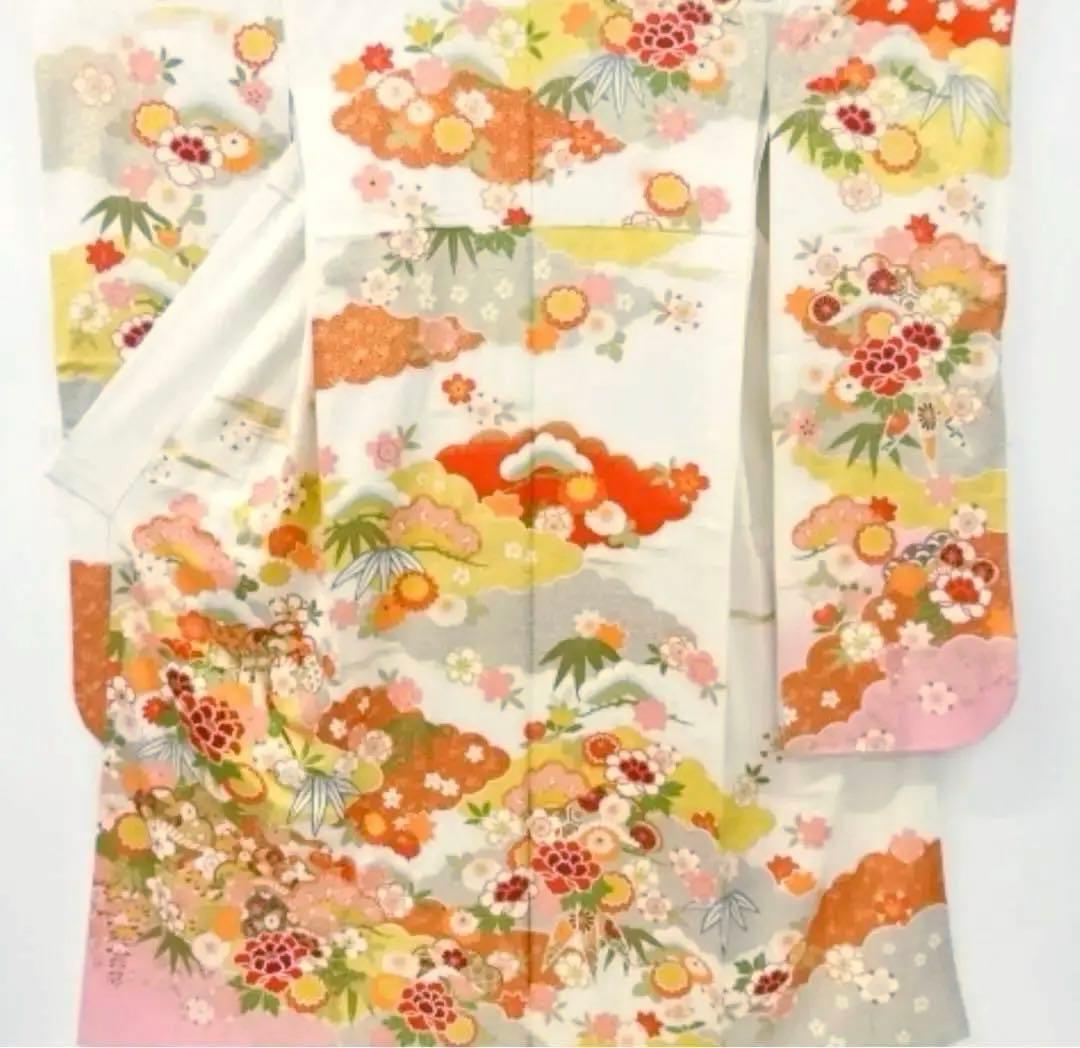 正絹振袖　成人式　振袖セット　結納　袋帯　振袖フルセット　白　ホワイト　ピンク