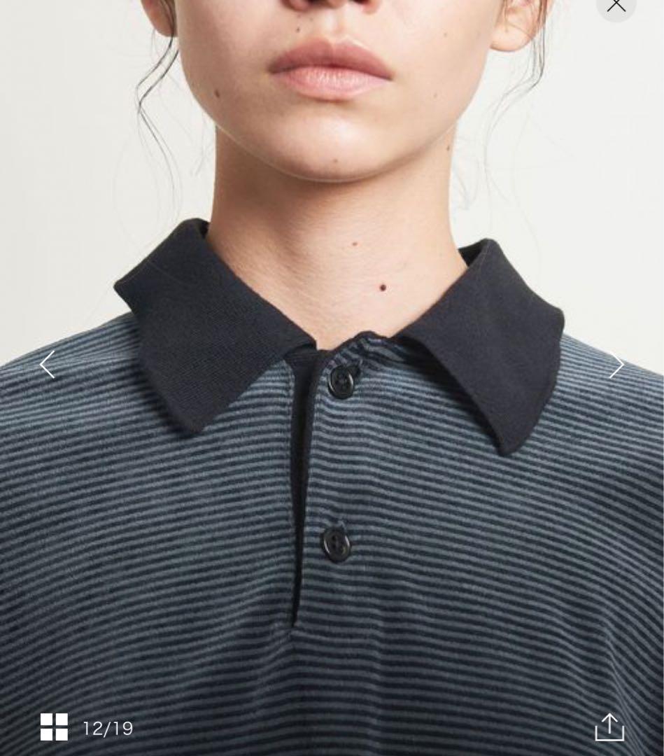 ＜ATTISESSION＞ベロア ボーダー ポロシャツ