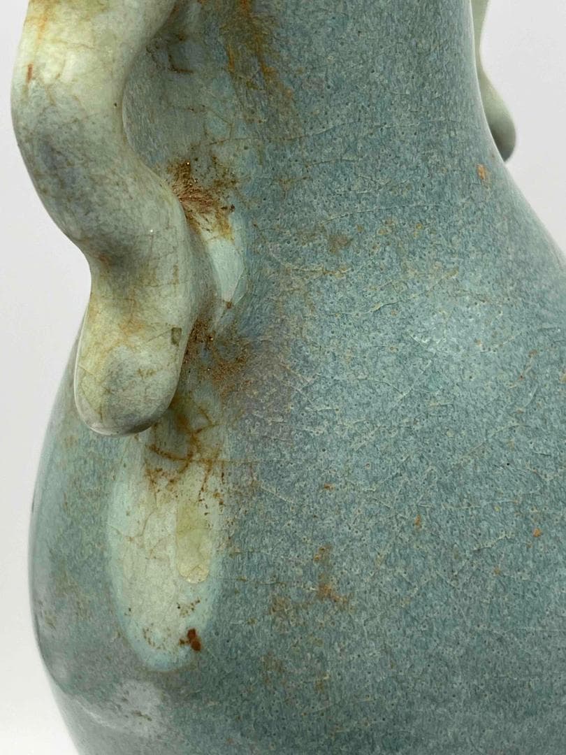 北宋時代　鈞窯広口双龍耳台座型香炉 天青釉瓶　窯変釉尊 水注(C-62)