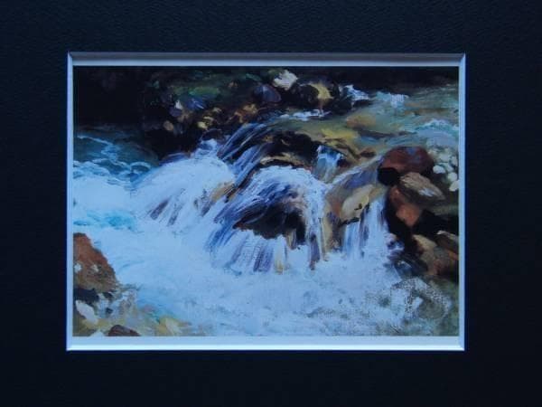 サージェント、渓流、希少画集画、新品高級額、額装付、状態良好、油彩