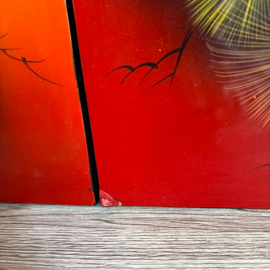 日本画風 鶴と松の木 4パネルアート