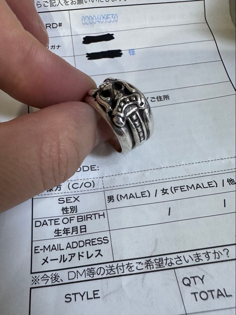 Chrome Hearts ダガーリング 14号　正規品　インボイス原本付属