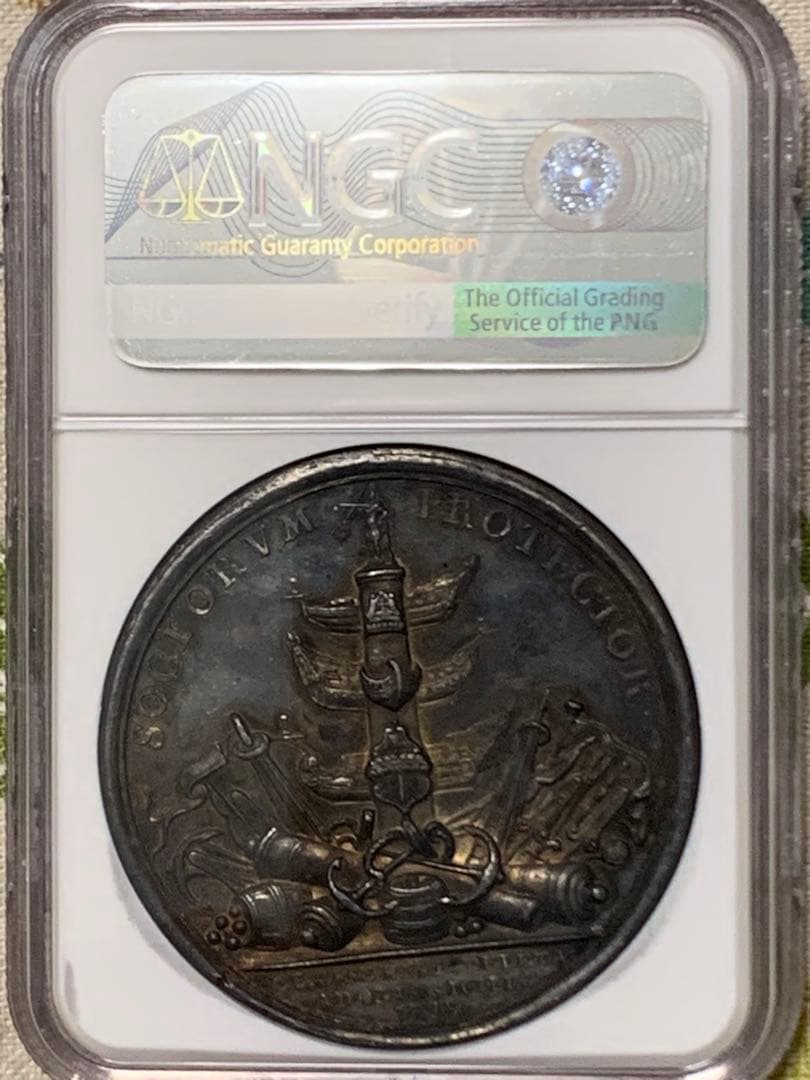 ジョージ1世　シルバーメダル　1718年 パッサロ海戦　素晴らしいダークトーン‼️