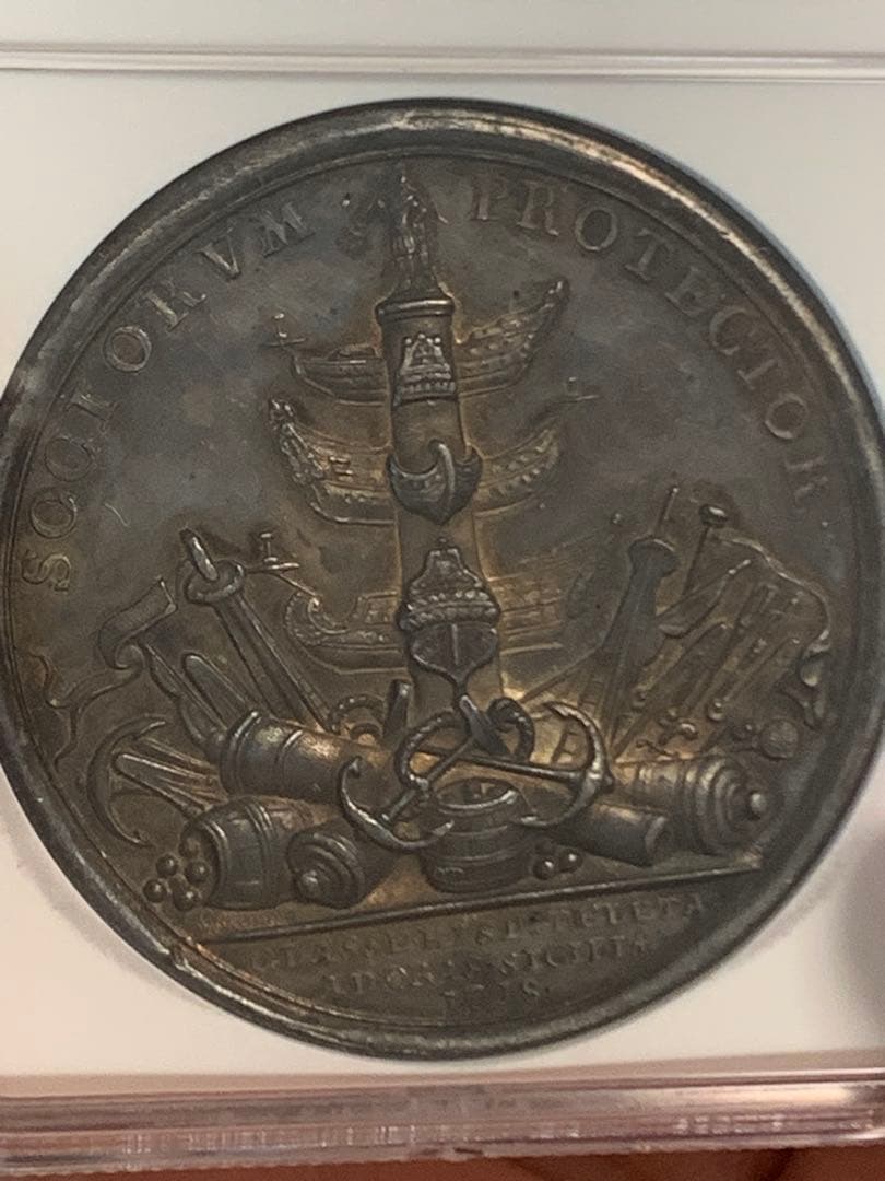 ジョージ1世　シルバーメダル　1718年 パッサロ海戦　素晴らしいダークトーン‼️