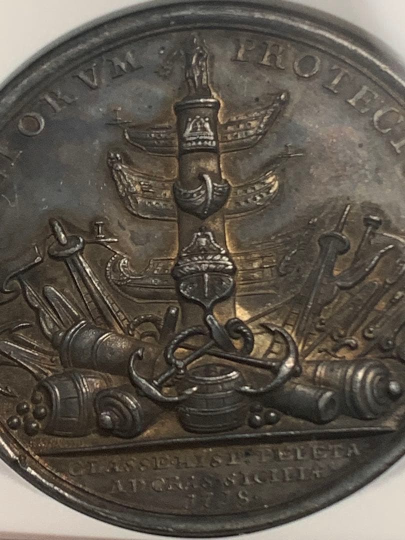 ジョージ1世　シルバーメダル　1718年 パッサロ海戦　素晴らしいダークトーン‼️