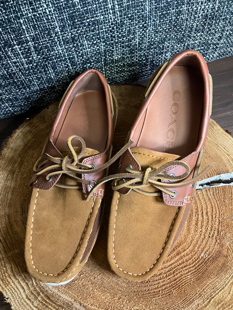 【極美品】 COACH コーチ　スウェード×レザー　デッキシューズ