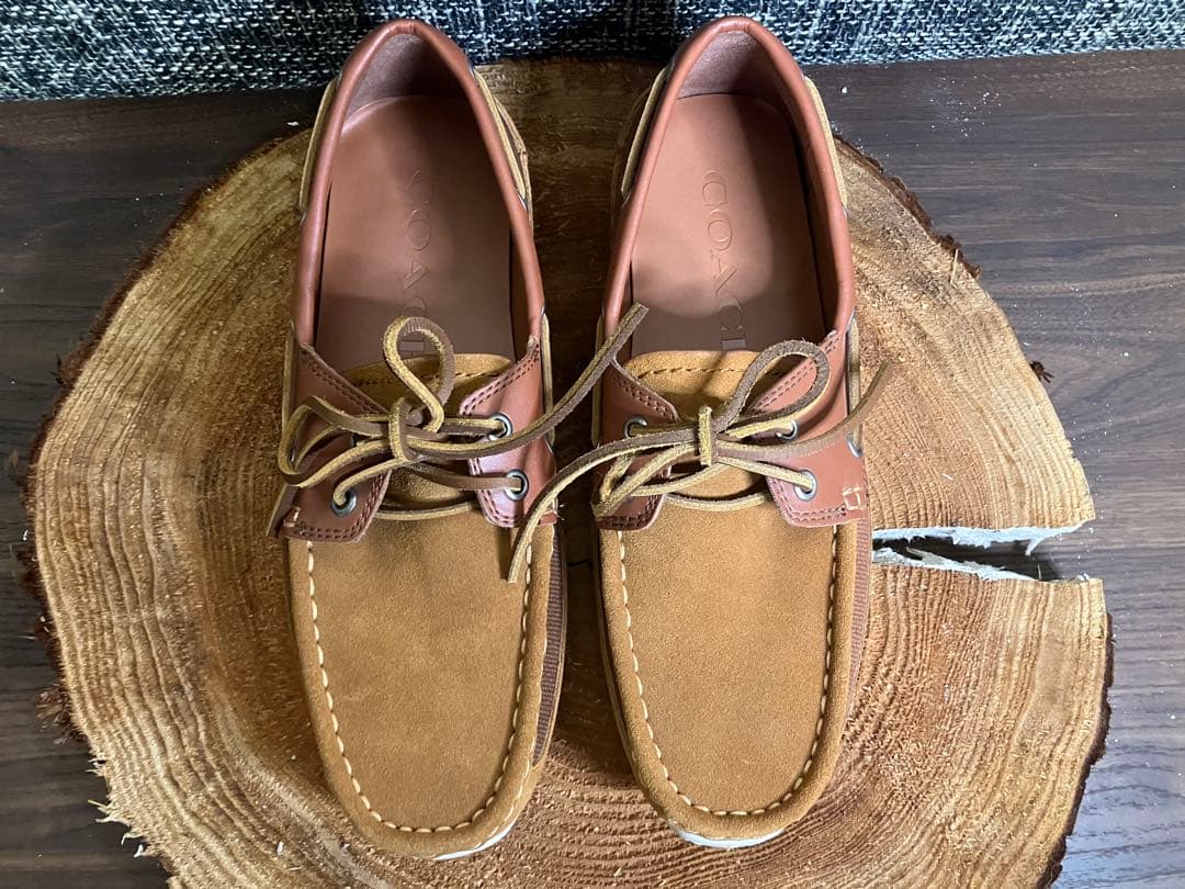 【極美品】 COACH コーチ　スウェード×レザー　デッキシューズ