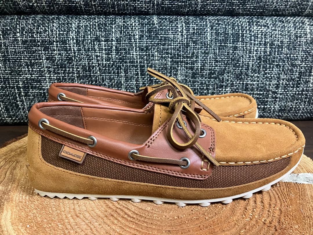 【極美品】 COACH コーチ　スウェード×レザー　デッキシューズ