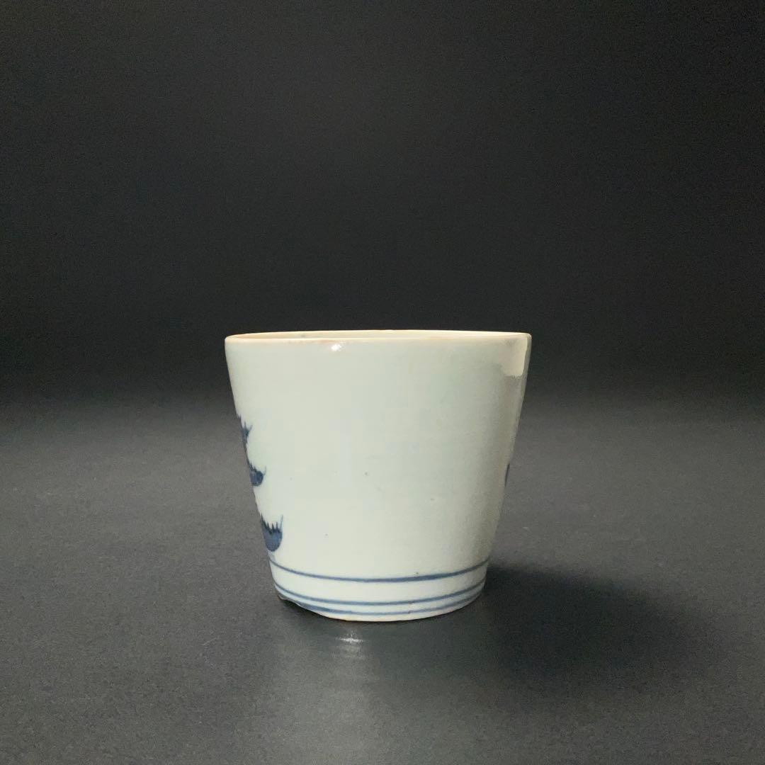 伊万里染付あざみ図蕎麦猪口　古伊万里　骨董　R1297ダA