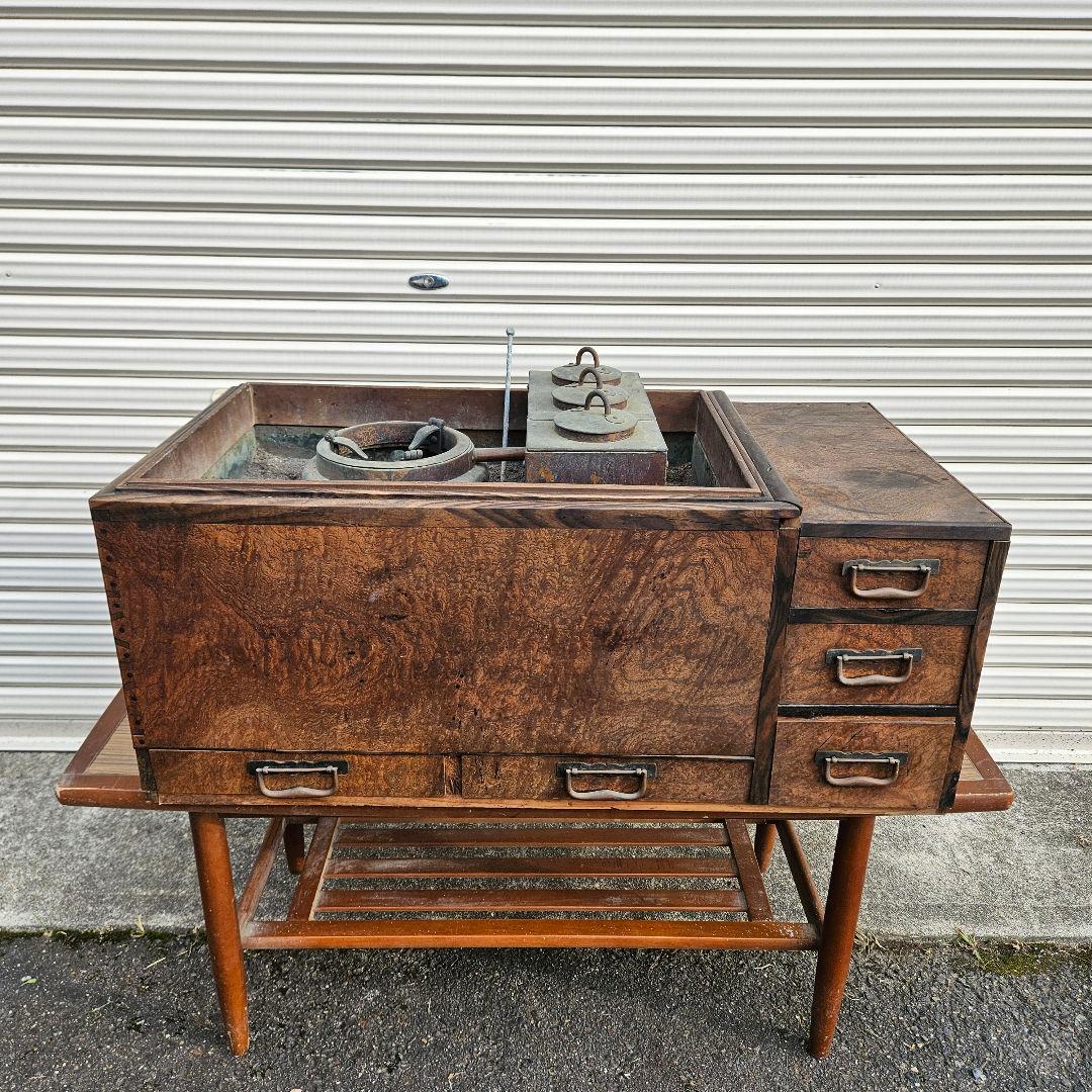 長火鉢 燗銅壷付き五徳 引出し付 囲炉裏 火鉢 古道具 アンティーク