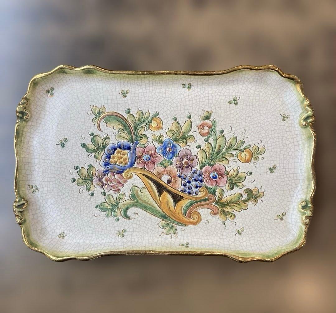 Gialletti Giulio Deruta Dec A Mano 陶器トレイ