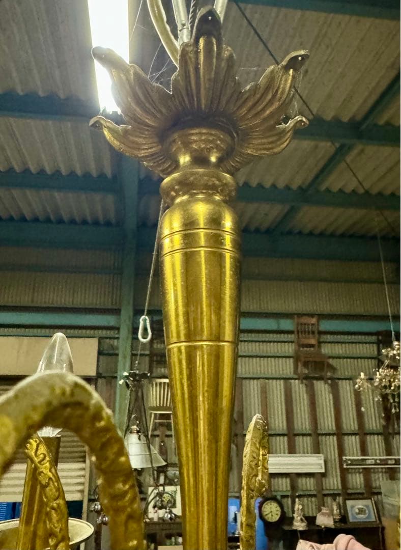 アンティーク 西洋シャンデリア 直径55×高さ60 ヴィンテージ 艶消しゴールド