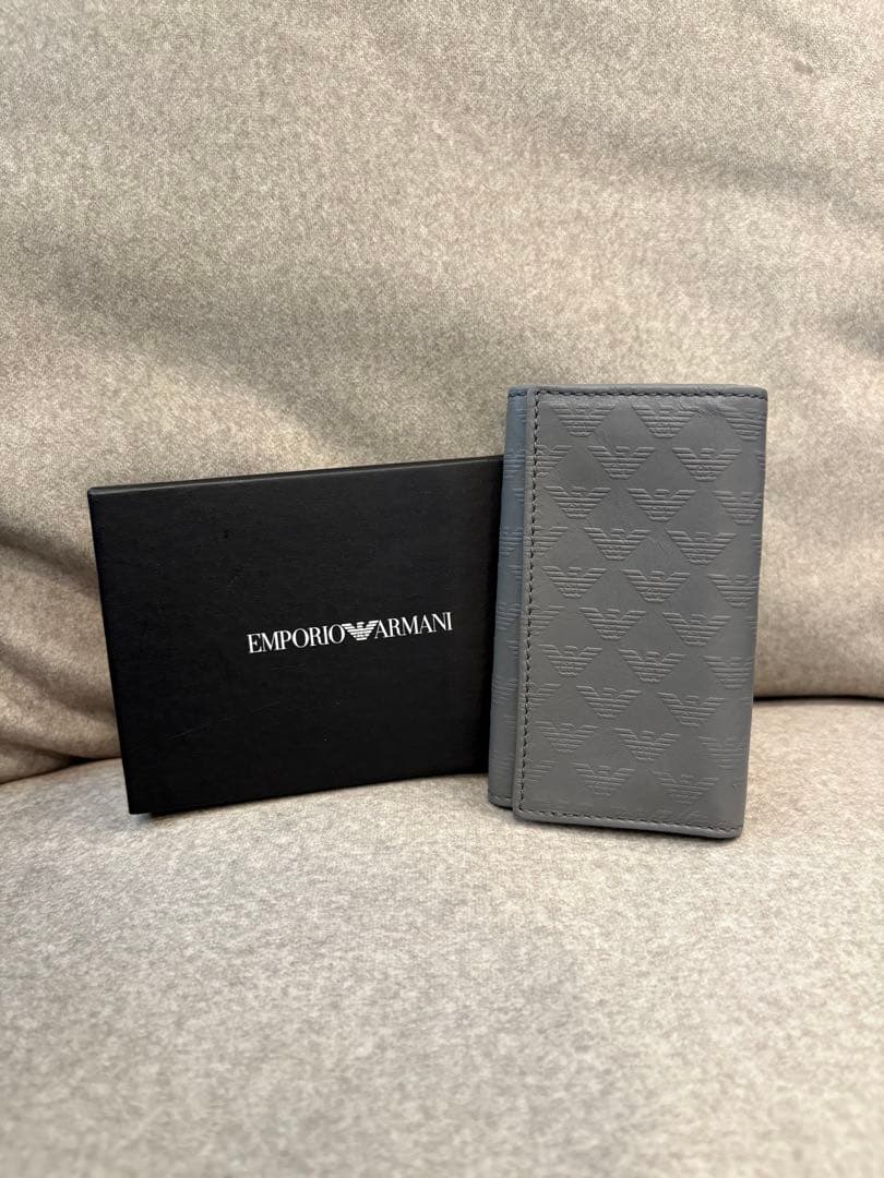 EMPORIO ARMANI グレー レザーキーケース