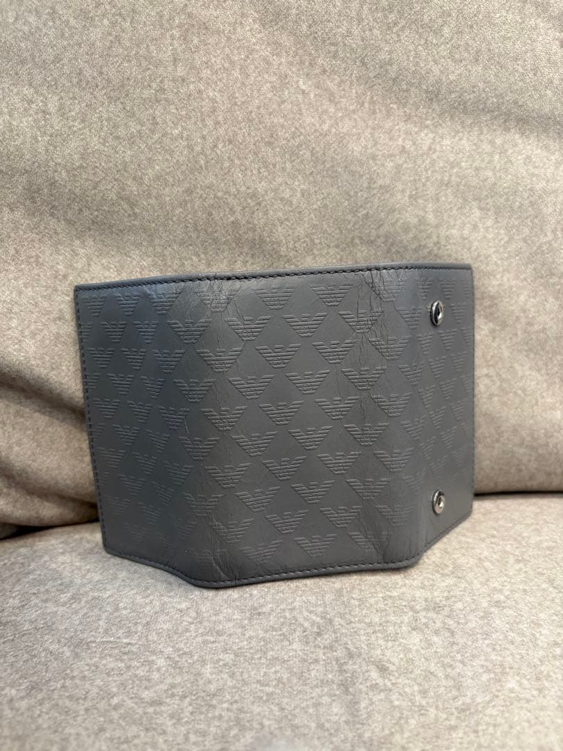 EMPORIO ARMANI グレー レザーキーケース