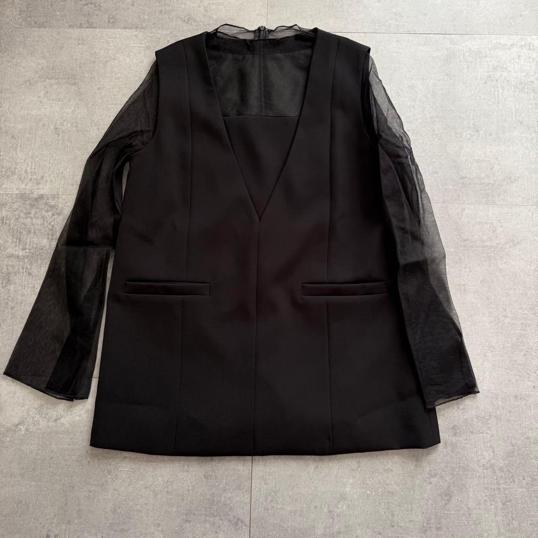 GIRL チュールレイヤードトップス&ワイドパンツ セットアップ 低身長 結婚式