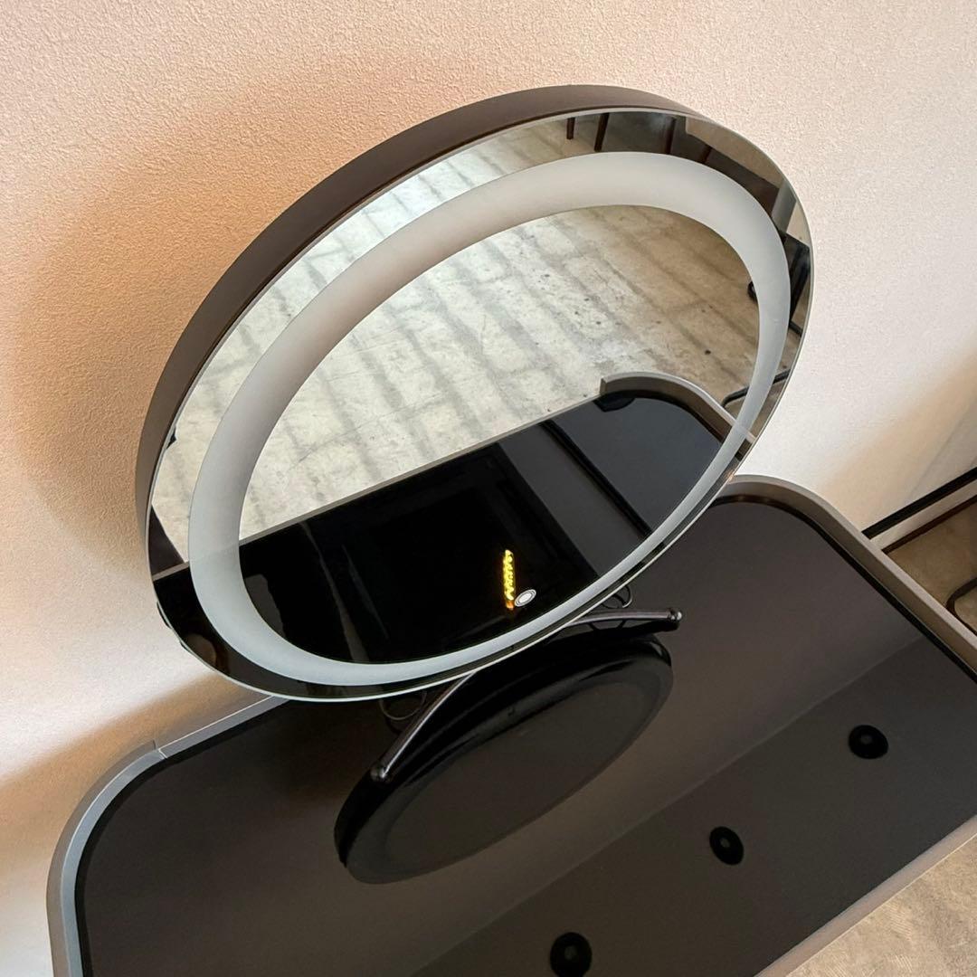 美容室セット面5面　円形自立式ミラー LEDライト付き　机は別売り