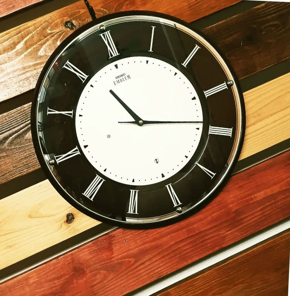 美品☆SEIKO EMBLEM セイコー 電波時計 掛時計 HS540B 無垢