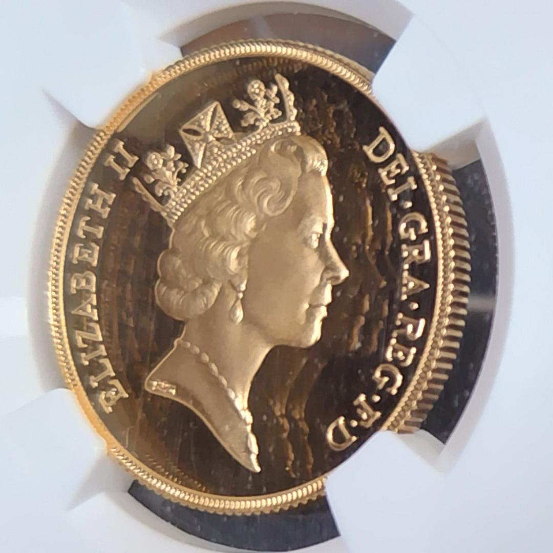 1987年/イギリス/PF70/ミドルエリザベス/金貨/2ソブリン/NGC