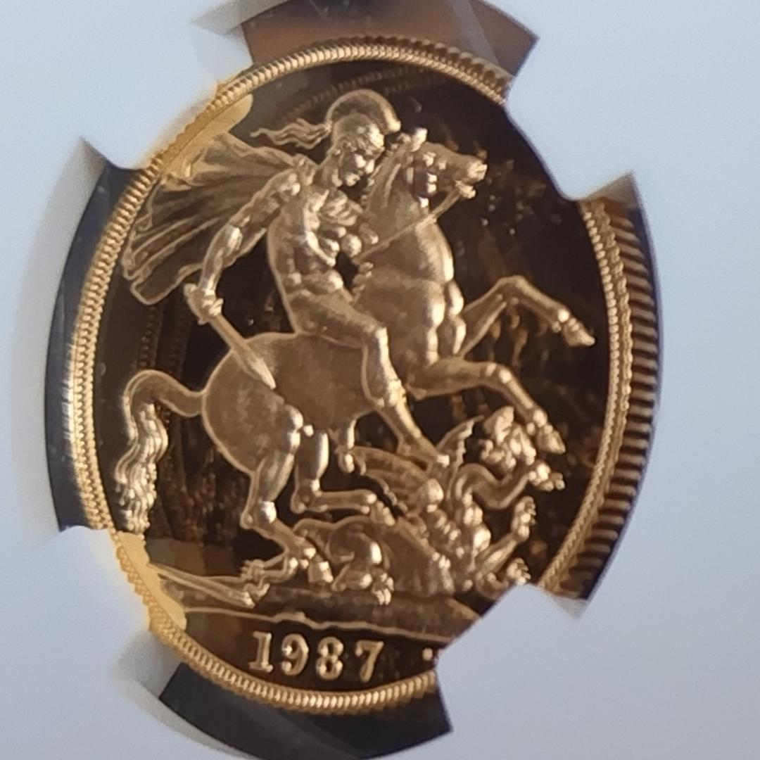 1987年/イギリス/PF70/ミドルエリザベス/金貨/2ソブリン/NGC