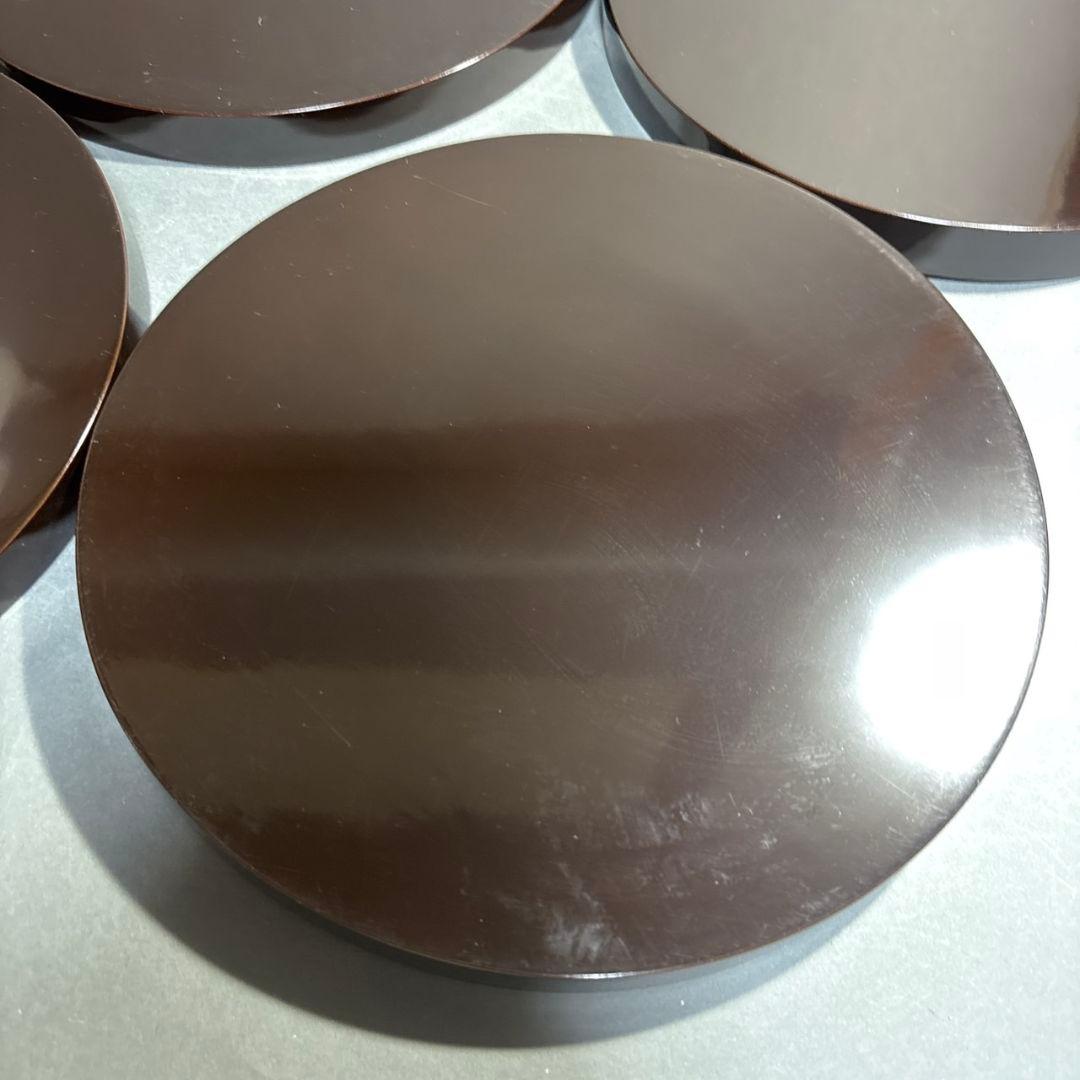 長野横笛　丸盆　５膳　共箱