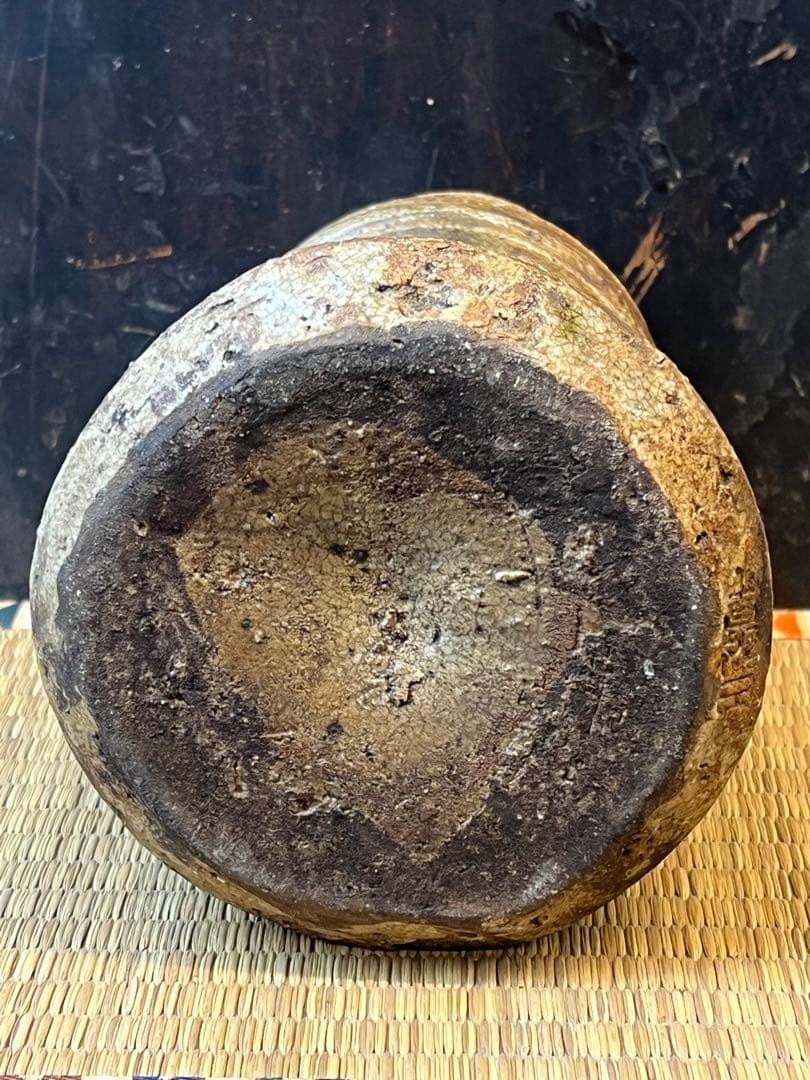 ［珍品］￼伊賀焼、江戸期、自然柚、耳付き花瓶　送料込み