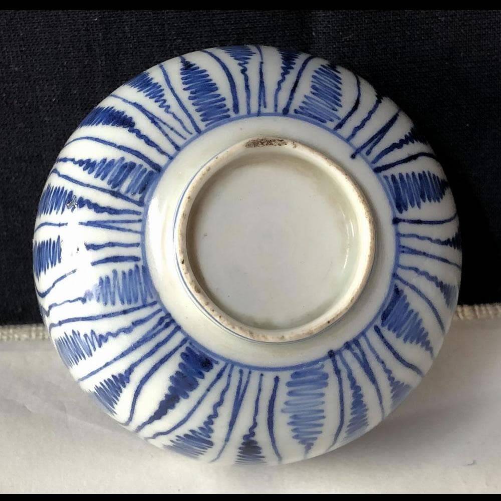 e154 古伊万里 染付 よろけ紋 ころ茶碗 5客 りん茶碗 茶碗 茶道具