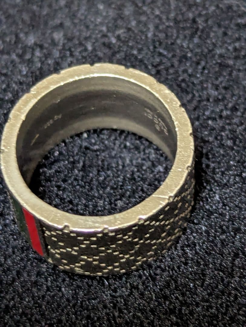 GUCCI ロゴ入り ストライプ リング19号