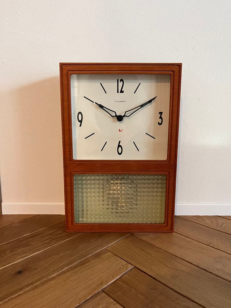 【動作良好】CHAMBRE シャンブル　壁掛け時計　 ウッドフレーム 振り子