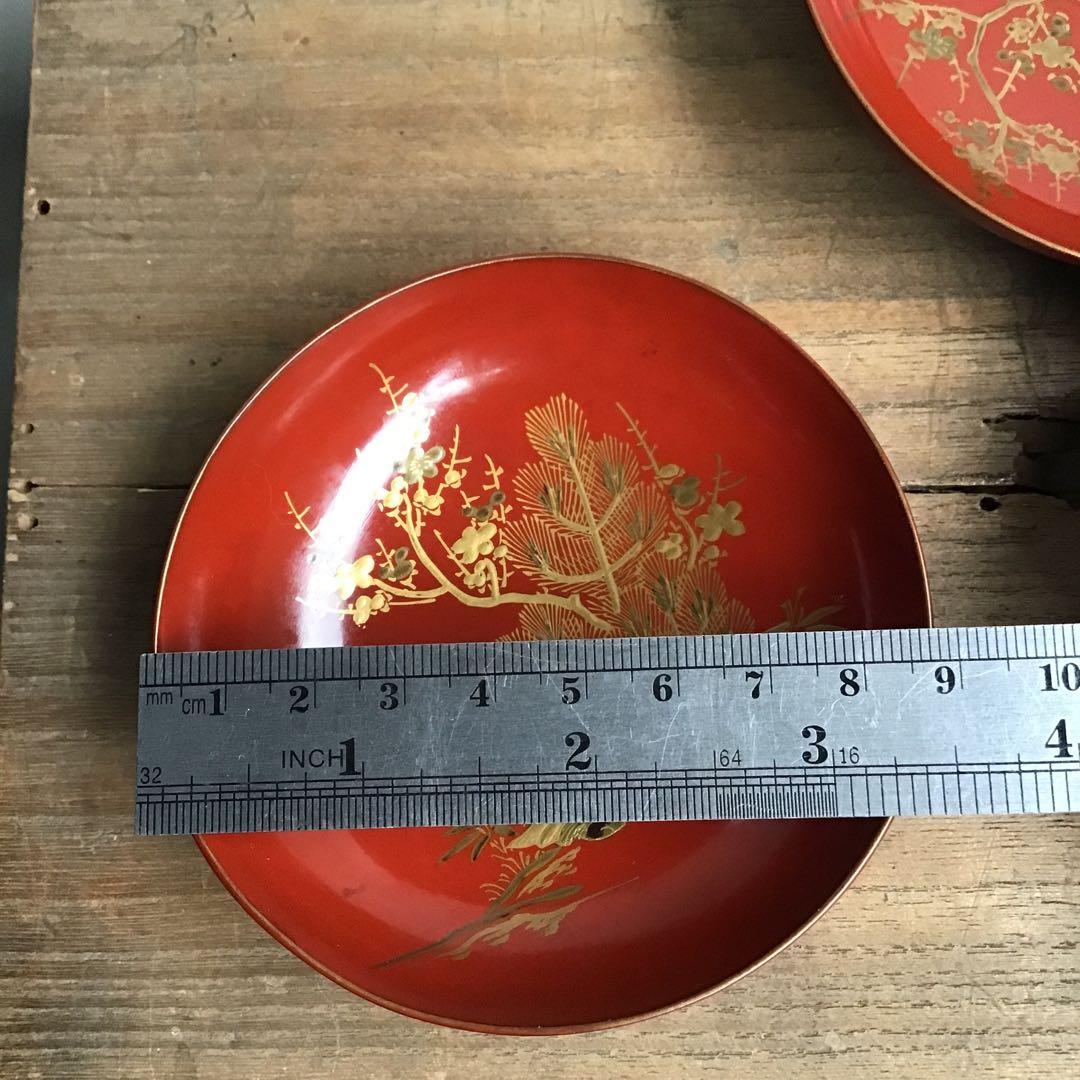 松竹梅　金彩　三つ組盃　金蒔絵　正月　祝い　本漆塗り