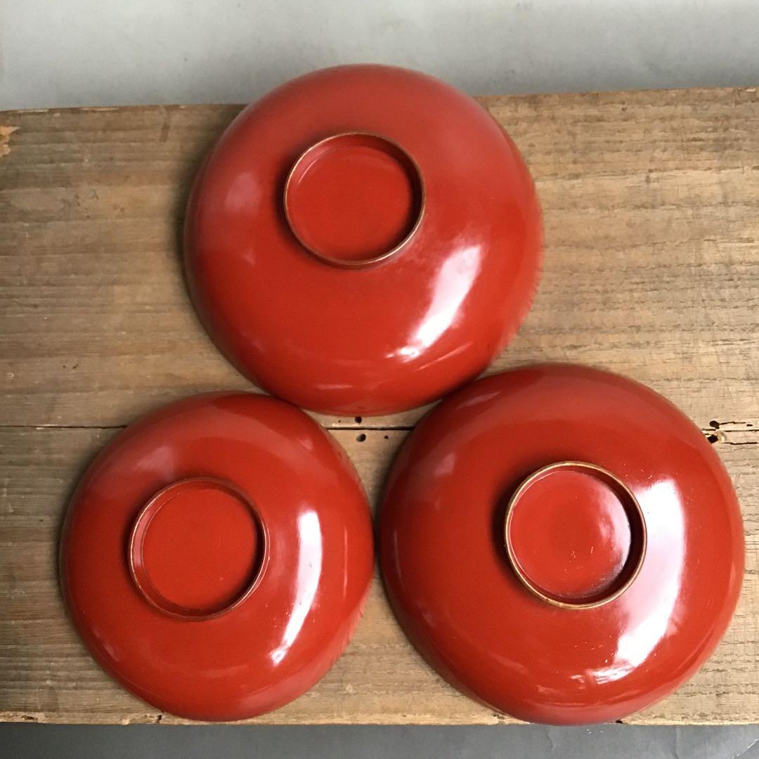 松竹梅　金彩　三つ組盃　金蒔絵　正月　祝い　本漆塗り