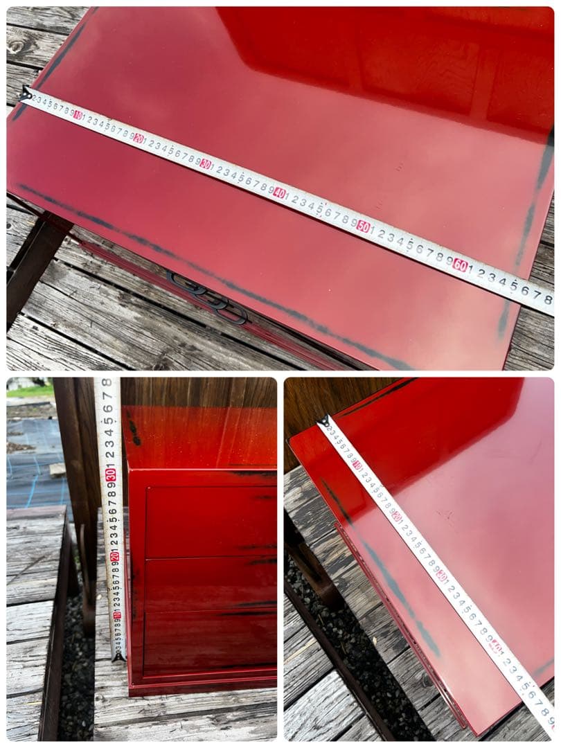 44 展示品 根来塗 三段引き出し 定価45000円