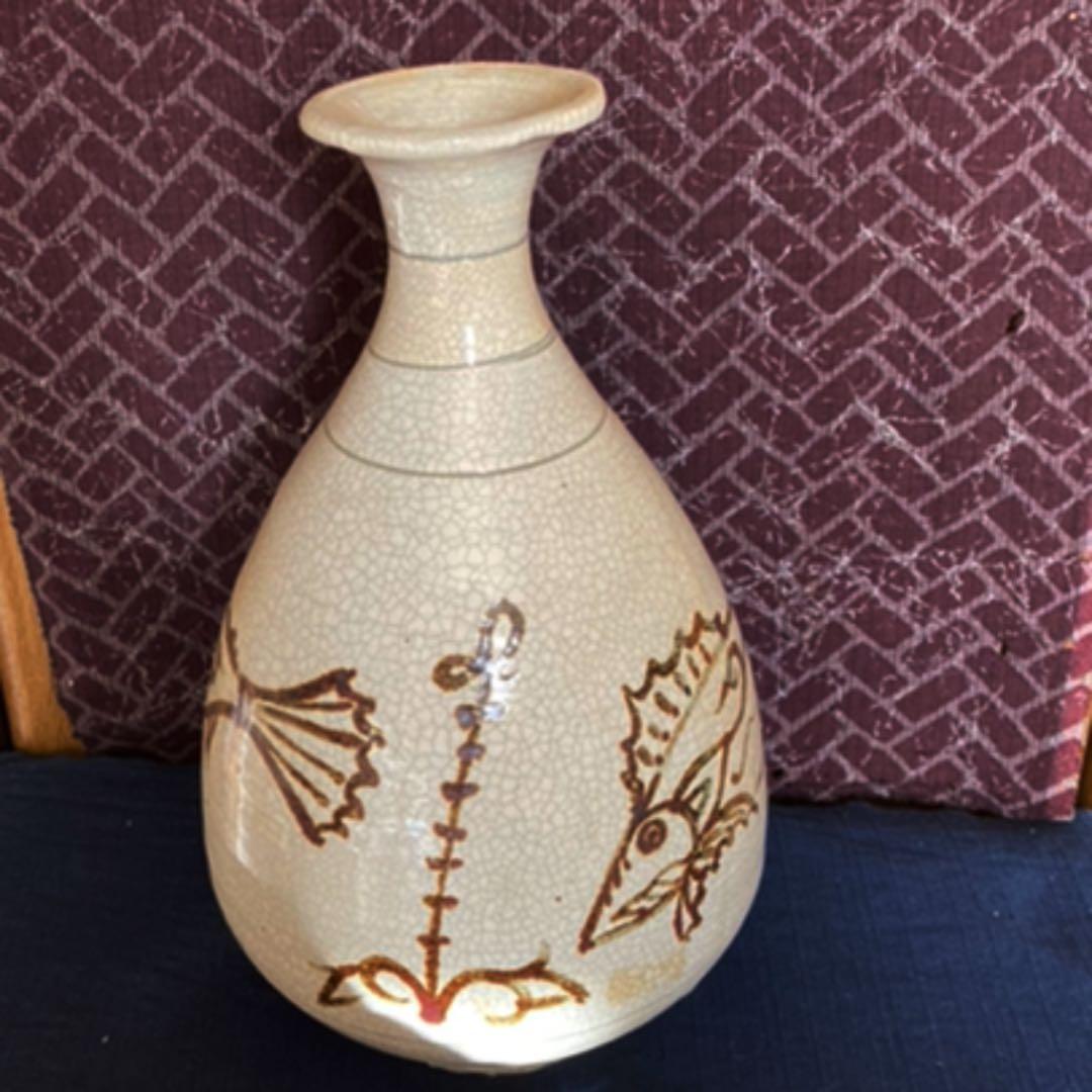 李朝　鉄絵魚文大徳利　　高麗