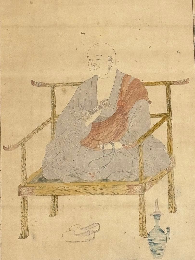 「弘法大師御一代解」鬼頭道恭筆木版画 明治期刊１幅|真言宗 掛軸 掛け軸 空海