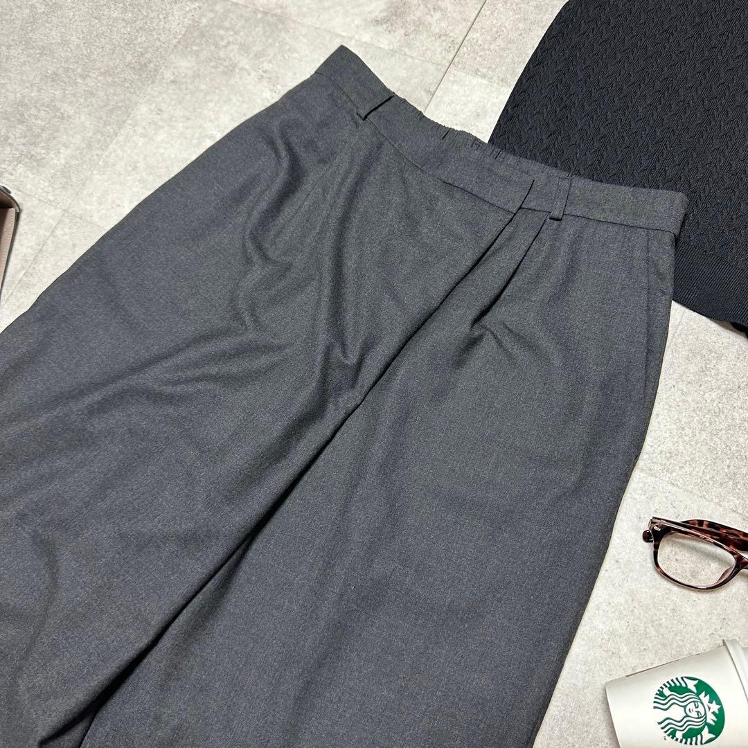 23区 大きいサイズ グレー ワイドパンツ キュロット ウール 秋冬3XL.