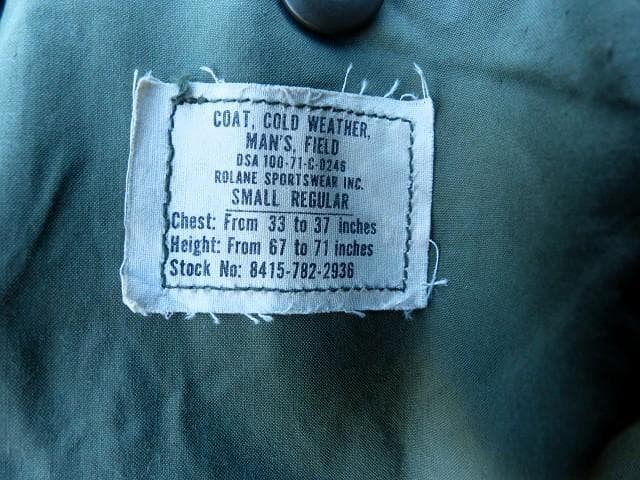 米軍 1971 M65フィールドジャケット S-R　アルミジップ　2nd　284