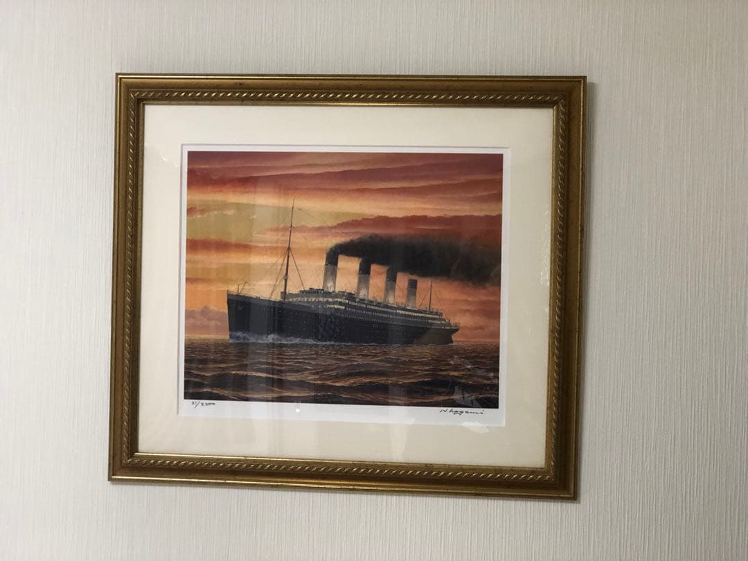 鑑定団　タイタニック号　夕景　絵画　リトグラフ　版画　初期刷り　野上隼夫
