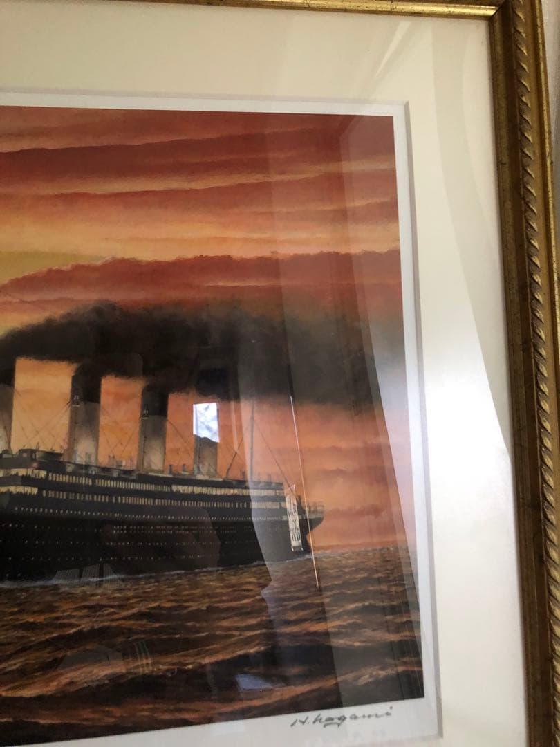 鑑定団　タイタニック号　夕景　絵画　リトグラフ　版画　初期刷り　野上隼夫