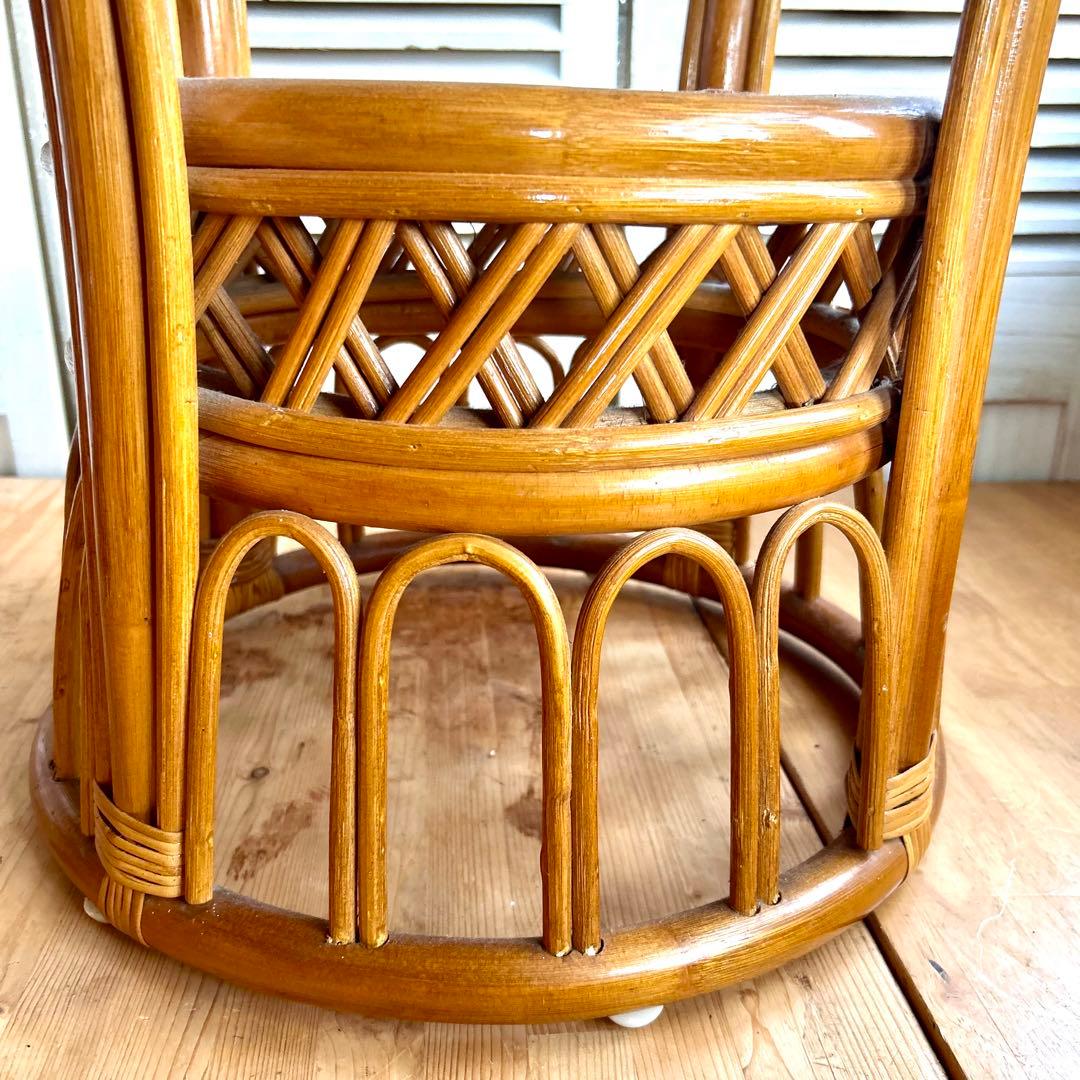 ラタン　ガラス　テーブル　サイドテーブル　コーヒーテーブル　籐　アジア