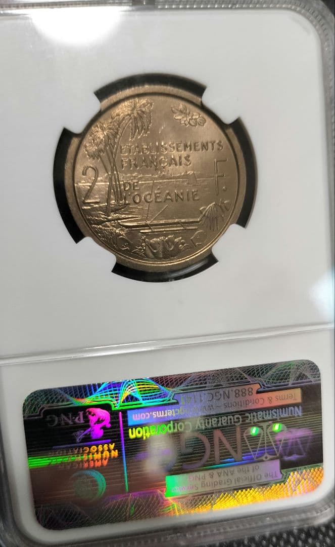 試鋳貨）オセアニア 女神像 2フラン 銅貨 NGC鑑定済み MS65