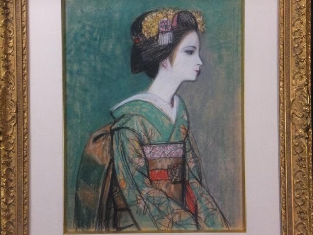 田村孝之介　直筆サイン『舞妓』ペーパーにパステル画 10号 0418K