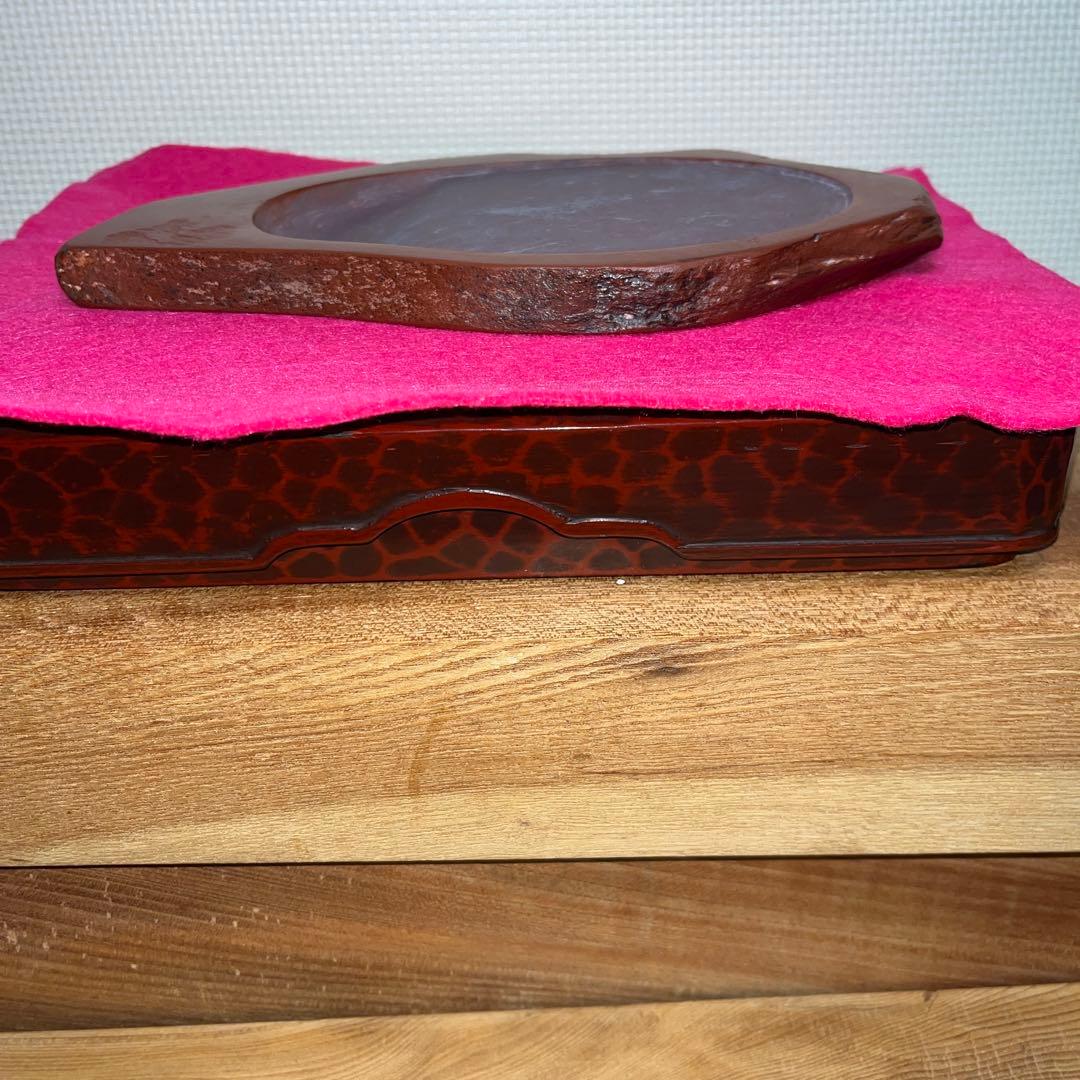 ⭕️岩手県　紫雲石硯　佐藤鉄三郎　希少　20cm超　かなり古い作　石紋綺麗