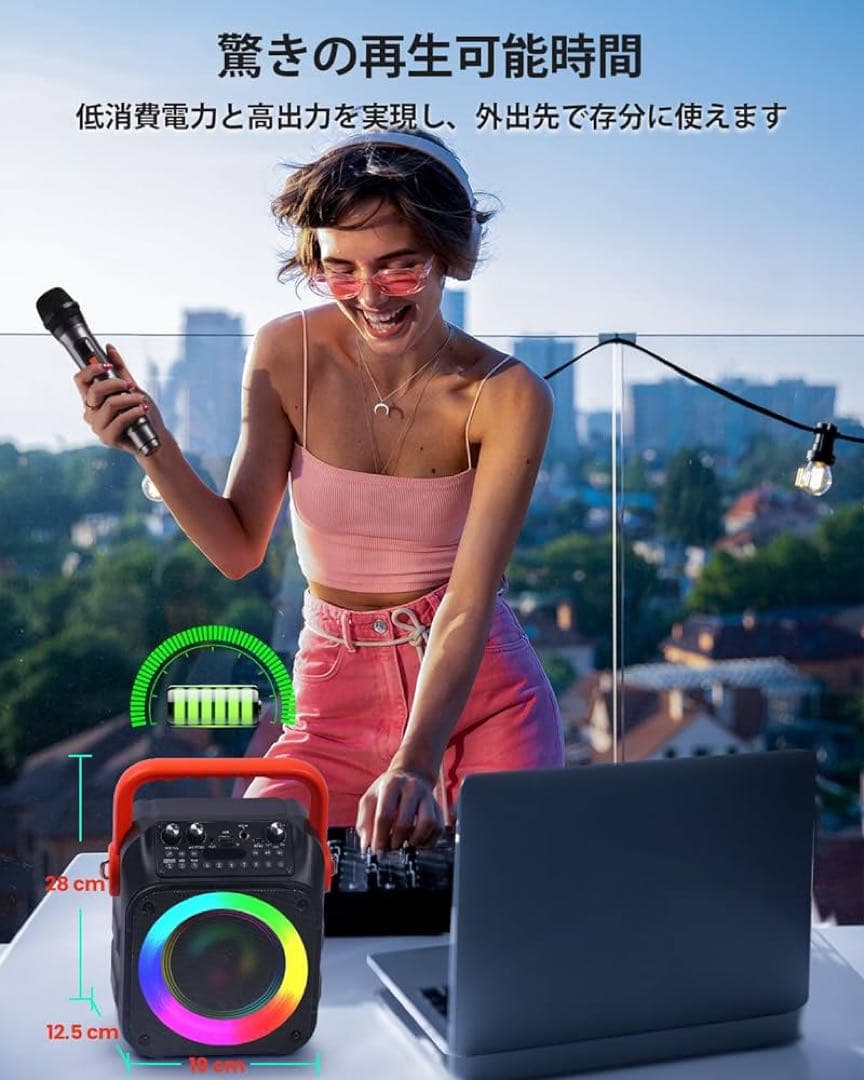 特価❗️カラオケセット 拡声器 スピーカーセット 家庭用 ワイヤレスマイク ２本付