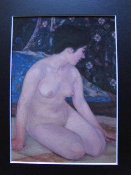 大久保作次郎、裸体、希少・大判画集画、新品高級額、額装付、状態良好