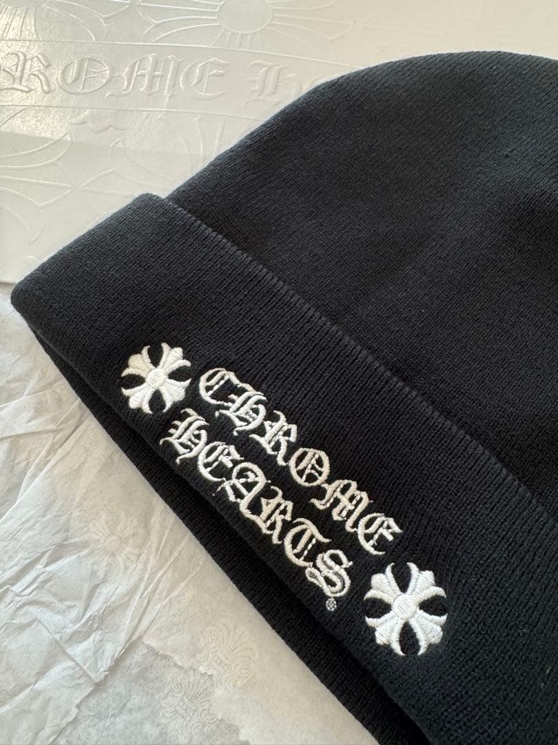 100%正規品⭐︎CHROME HEARTS クロムハーツ ビーニー 黒 希少品