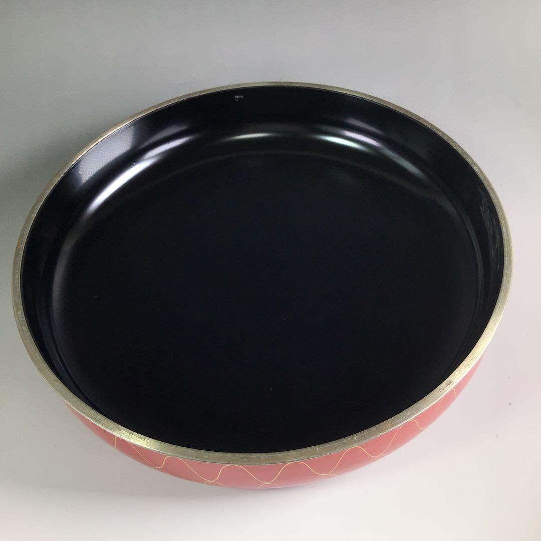 Ｒ１７７　食篭　『岡本陽斎作』『朱塗内黒』『金網目蒔絵』『喰籠』　共箱　菓子器