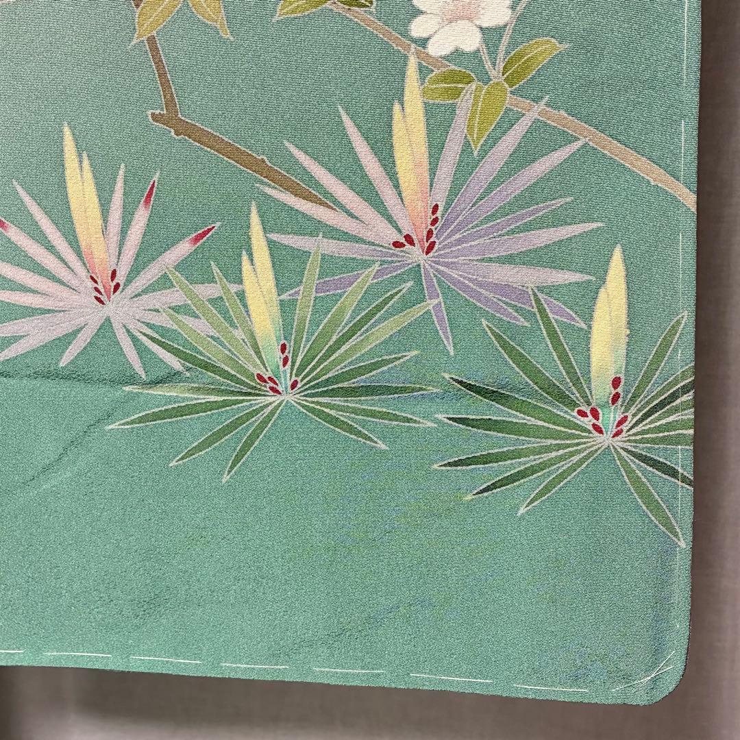 D28 訪問着 友禅 花模様 正絹 着物 袷 しつけ糸付き未使用極美品